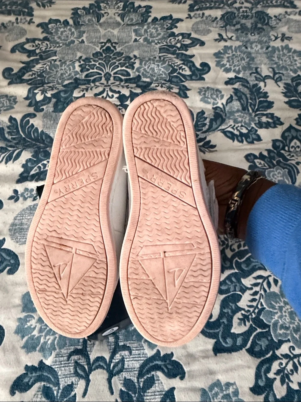 Sperry White Kids Boat Shoes with Pink Accents